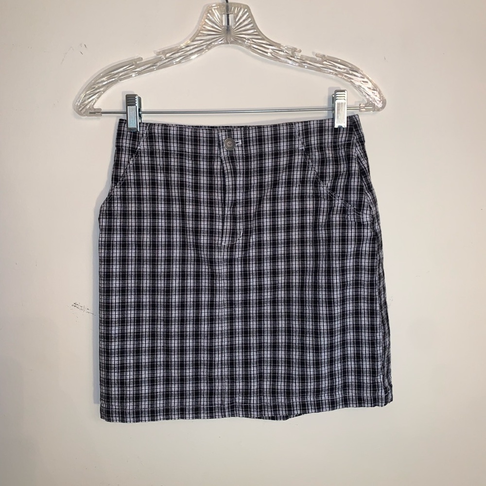 Black and white checkered skirt